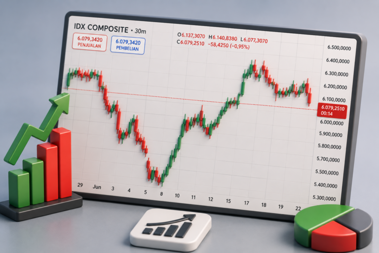 IHSG Jatuh Lagi Setelah Gagal Tahan 6.200