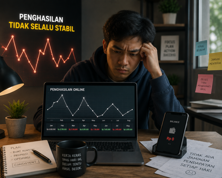 Kenapa Penghasilan Online Tidak Selalu Stabil di Awal?