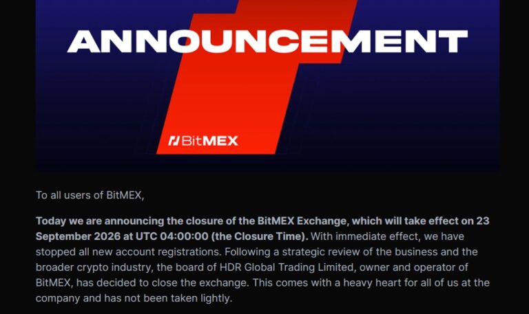 Bursa BitMEX Tutup Permanen September 2026